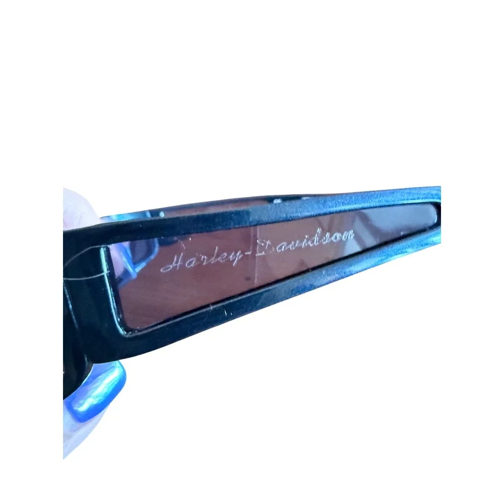 Vtg Y2K Harley-Davidson Blue Green Metallic Wrap Sunglasses Blue Gradient Lens
